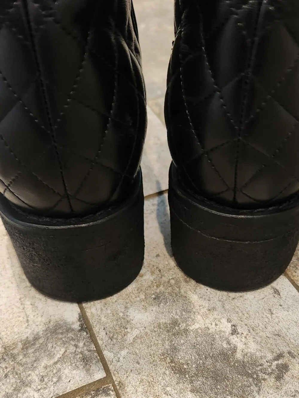 Chanel Black Quilted Calfskin Short Boots, Authentic